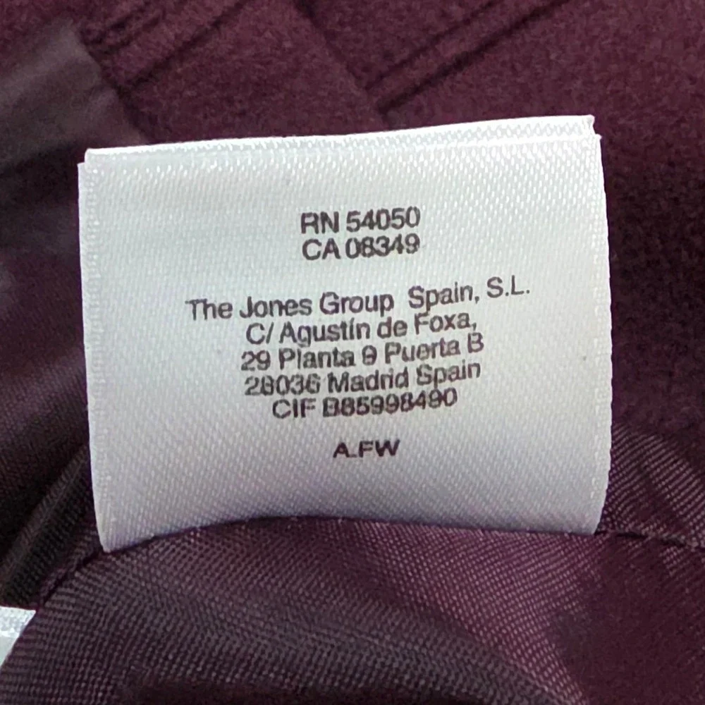 Le Suit Womens Burgundy  Collar Scalloped Blazer Jacket Size 6 Plum Professional